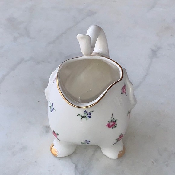 GRACE’S TEAWARE CREAMER & SUGAR BOWL SET ELEPHANT FLOWERS GOLD TRIM - Picture 8 of 14